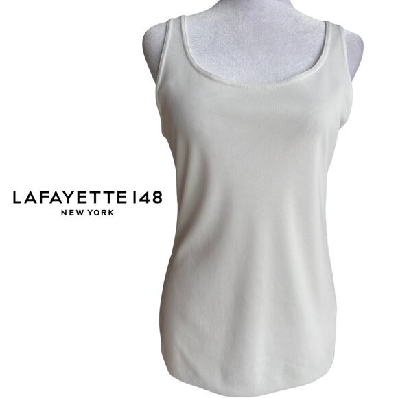 Lafayette 148 New York Ivory Tank Shell Double Layered Medium EUC - Picture 2 of 9